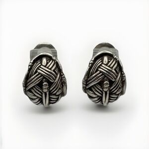 John Hardy Vintage Bamboo Sterling Silver Earrings 925 Vintage Earclips